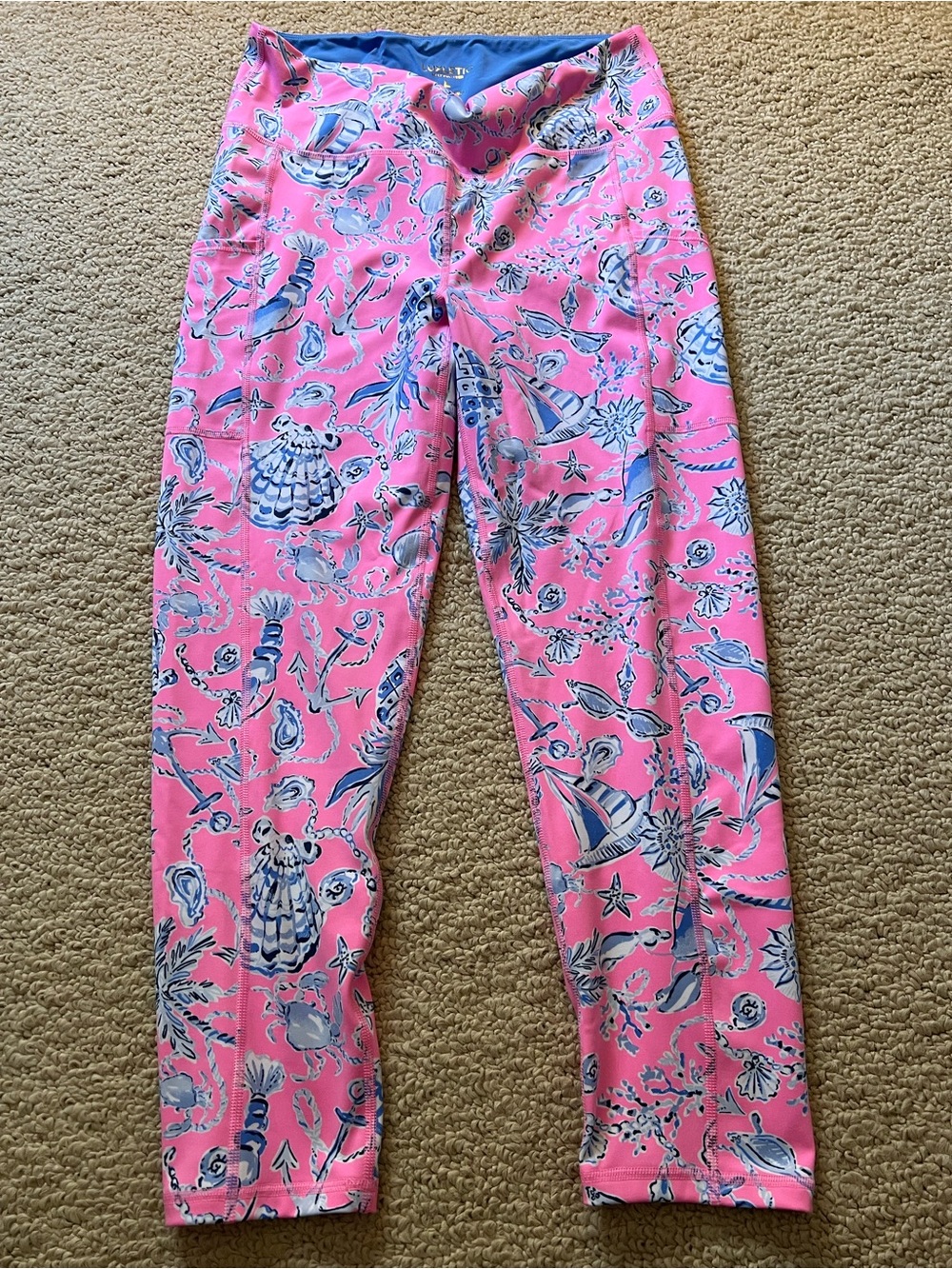 Lilly Pulitzer Pink & Blue Seashell Print Leggings